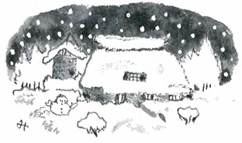 雪の中の家